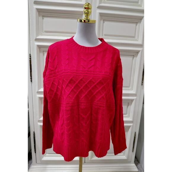 Red Cable Knit Womens Sweater Size Large - Picture 1 of 7